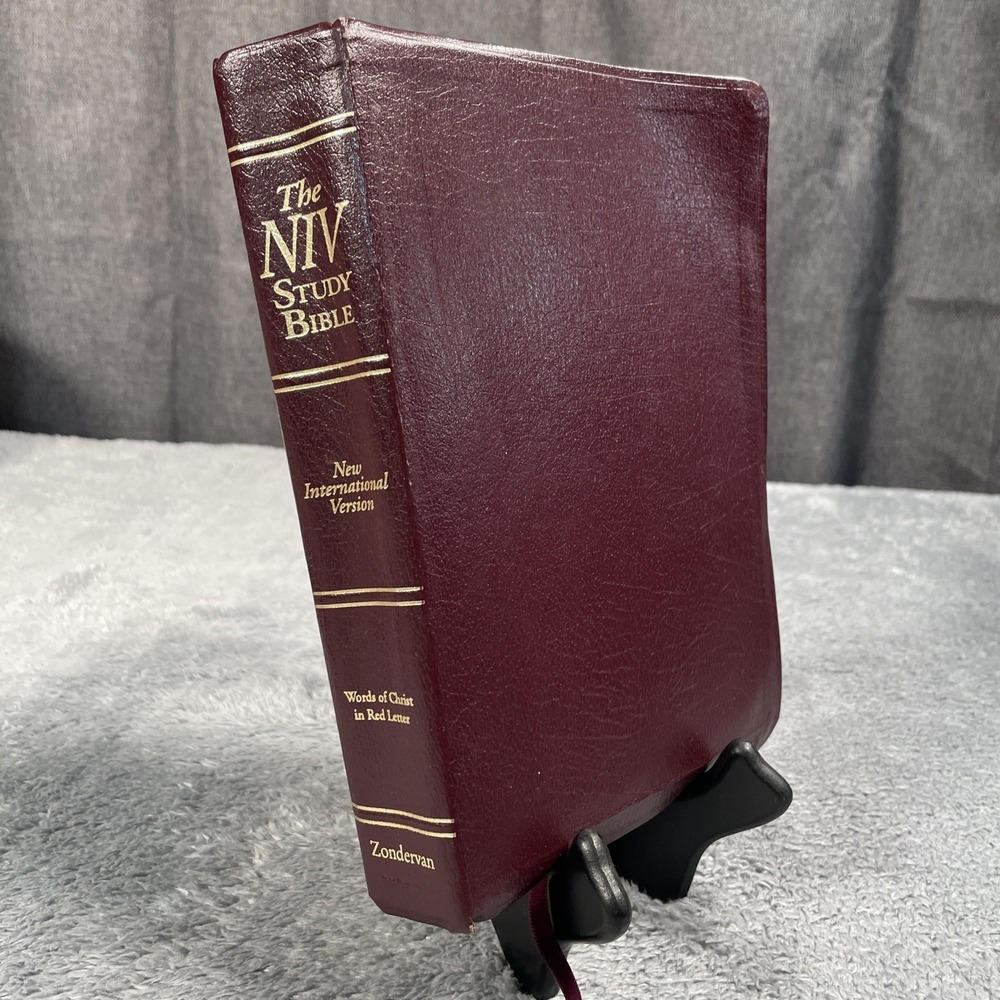 NIV Study Bible 10th Anniv. Edition New International Ver Burgundy Leather 1995